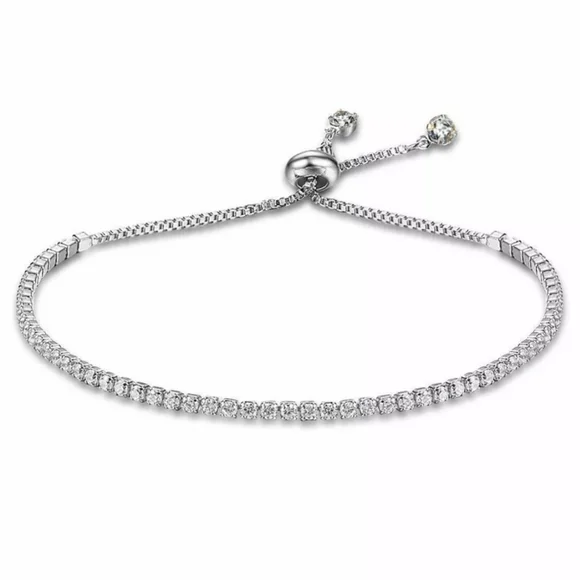 Sterling Silver Tennis Adjustable Bracelet - Picture 1 of 4